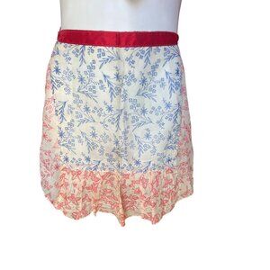 Handkerchief Apron VTG Red Satin Waist Tie & Ruffle Hem 3 Patterns Cottage Core